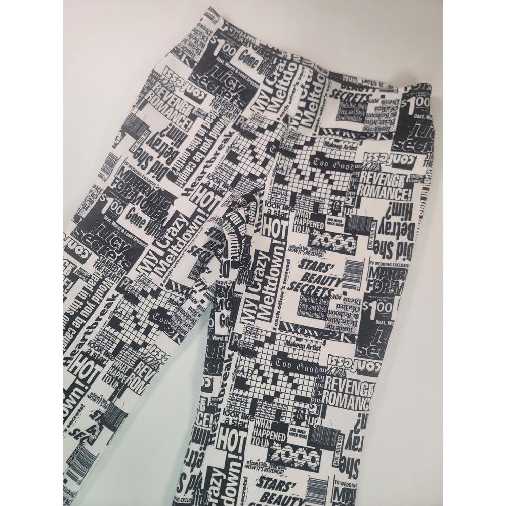 Urban Outfitters Newspaper Print Flare Pants Y2K Stretch Large